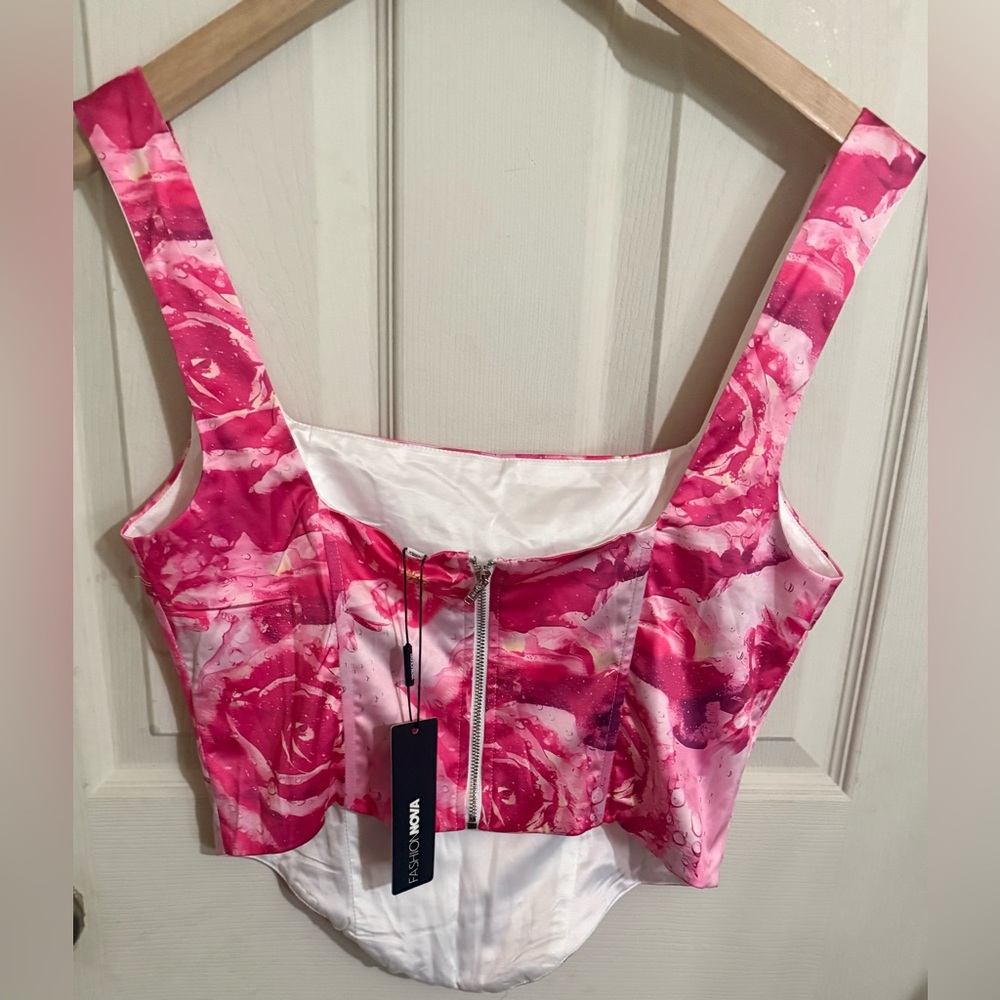 Fashion Nova Pink and White Dress